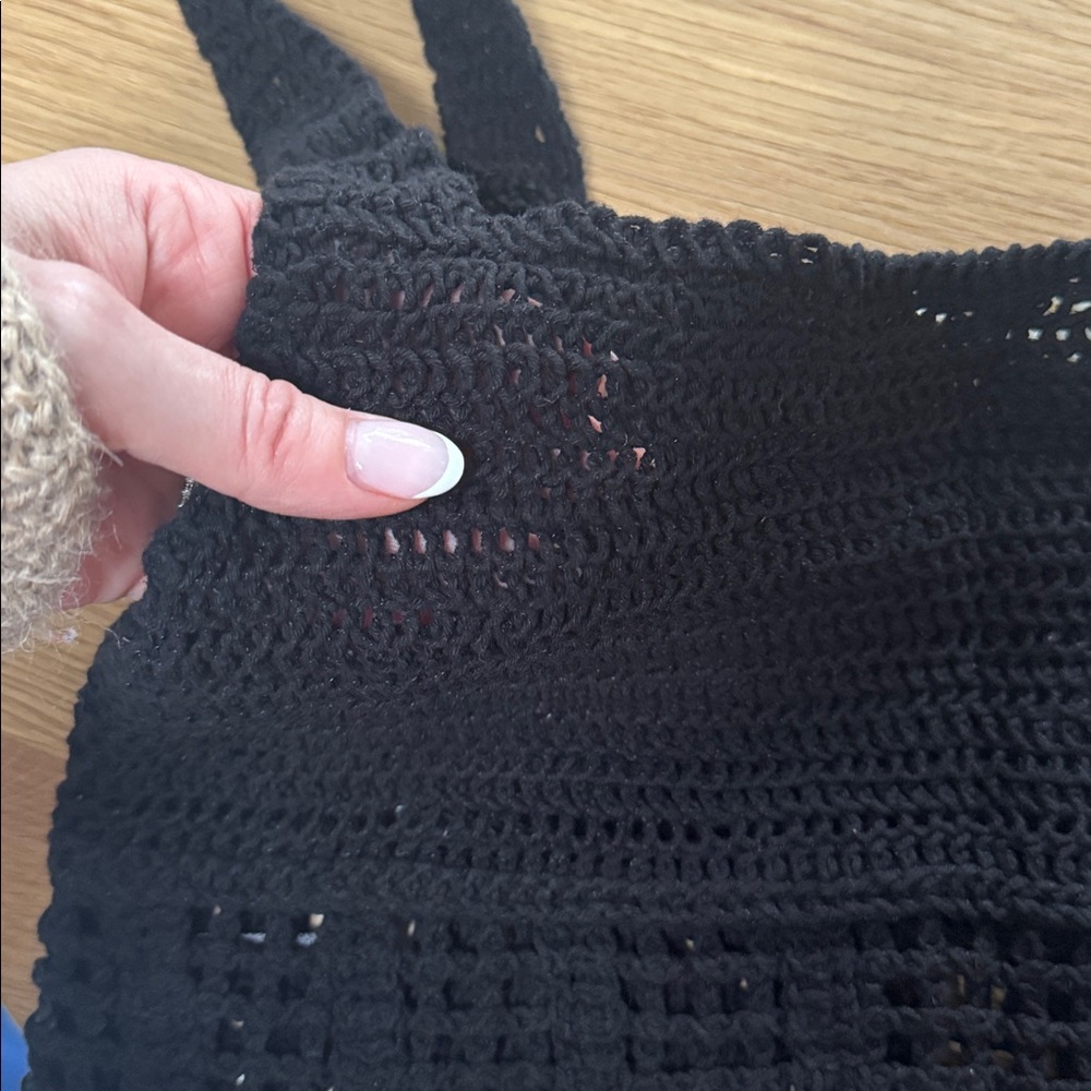 Black Crochet Crop Tank Top by Rebellion Again 100% Cotton - Picture 6 of 8